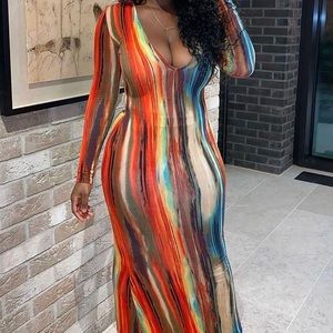 Fashion Nova Abstract Color Dress